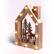 Iris Christmas kućica Djeda Mraza u obliku kuće s uzorkom soba/20x30x5,5 cm/toplo bijela LED drvena svjetleća dekoracija 309-01