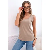 Kesi Włoski Womens viscose blouse with a frill at the neckline fango