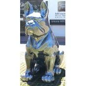 Casa Padrino luxury decorative sculpture dog bulldog silver 220 x 130 x H. 250 cm - Giant garden sculpture - Giant garden figure - XXL decorative sculpture - XXL decorative animal figure