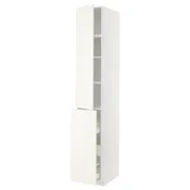 METOD/MAXIMERA Visoka omara+izv kolona 3pr/1vr/2pc, bela/Vallstena bela, 40x60x240 cm