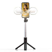SELFIE PALICA MINI - Z ODSTRANLJIVIM BLUETOOTH DALJINSKIM UPRAVLJALNIKOM, STATIVOM IN 2 LED LUČKAMA - P40S-M ČRNA
