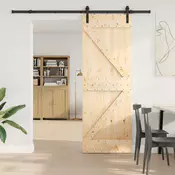 vidaXL Drsna vrata NARVIK Naravna in črna 70 x 210 cm (213,5 cm)