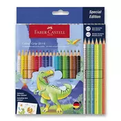 FABER CASTELL Drvene bojice1/18 grip dinosaurus + 6 grip metallic 201546