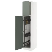 METOD Visoki element-ostava, bela/Nickebo mat sivozelena, 40x60x200 cm