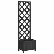 Vidaxl Cvetlični lonec z rešetko črne 40x30x135 cm masiven les jelke