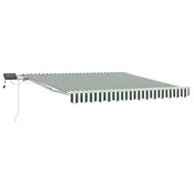 Vidaxl Vlečna tenda Zelena in Bela 300 x 250 cm Tkanina in aluminij