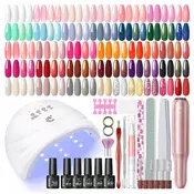 slomart PEACECOLOR UV Set za nohte z UV lučko, električnim brusilnikom za nohte, 35+5 UV gel lakov z osnovnim premazom, nadlakom, set za nohte, začetni komplet za manikuro, darilo za ženske