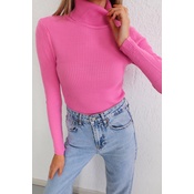 BIKELIFE Womens Candy Pink Lycra Flexible Neck Knitwear Sweater
