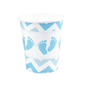 Kozarci za Baby Shower Modri odtisi, 220 ml, 6 kosov