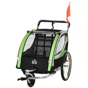 Homestar Otroški priklopnik za kolo 2 v 1 142x75x101 cm zelene barve