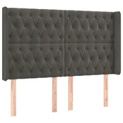 Vidaxl Vzglavje z ušesi temno sivo 163x16x118/128 cm žamet