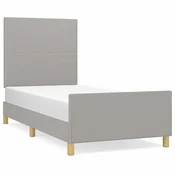 Vidaxl Posteljni okvir brez vzmetnice svetlo siv 90x200 cm blago