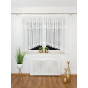 shumee Že izdelana zavesa 300x160 cm iz tople bele gaze s kvačkano čipko