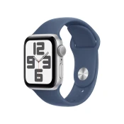 Apple Watch SE: GPS, 40mm, ohišje iz aluminija v srebrni barvi, pašček Sport Band v denim barvi - M/L