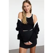 Trendyol Black Color Block Knitwear Blouse- Cardigan Set