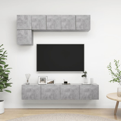 5-dijelni set TV ormarica siva boja betona konstruirano drvo