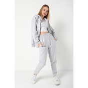 Know Womens Gray Sierra Nevada Printed Cardigan Jogger Oversize Tracksuit Set
