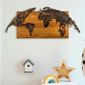 Wallity Zidna dekoracija World Map-1, 83cmx38cmx3cm, Hrast