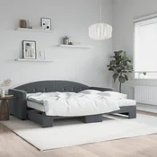 vidaXL Izvlečna dnevna postelja z vzmetnico tem. siva 90x190 cm žamet