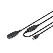 Digitus Digitus | Podaljševalni kabel USB | Ženski | 9-pinski USB tipa A | Moški | Črn | 9-pinski USB tipa A | 10 m