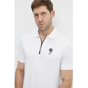 Polo majica Karl Lagerfeld za muškarce, boja: bijela, s tiskom, 543221.745400