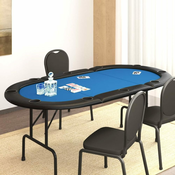 shumee Zložljiva poker miza za 10 igralcev modra 206x106x75 cm
