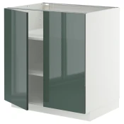 METOD Podni element s policama/2 vrata, bela/Kallarp tamna sivozelena visokog sjaja, 80x60 cm