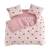 Rožnata 4-delna podaljšana posteljnina za zakonsko posteljo z rjuho 200x220 cm Red Heart – Mila Home