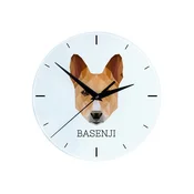 Basenji, Basenji, Kongo pes - geometrijska stenska ura s fotografijo in napisom