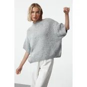 Trendyol Gray Wide Pattern Soft Texture Knitted Sweater