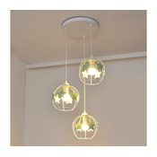 Djecji luster na sajli STARS 3xE27/15W/230V zelena/bijela