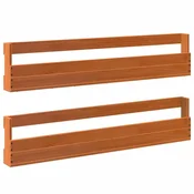 Vidaxl Stenski regal za čevlje 2 kosa voščeno rjav 110x8,5x23,5 cm