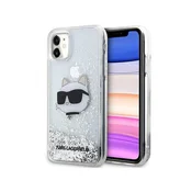 Karl Lagerfeld Etui Karl Lagerfeld Glitter Choupette Head na iPhone 11/Xr - srebrne