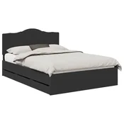 Vidaxl Konstrukcija postelje Črna 140 x 200 cm Inženirsko leseno