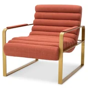 Casa Padrino luxury armchair orange/brass 68.5 x 88 x H. 77 cm - Living room armchair - Hotel armchair - Living room furniture - Hotel furniture - Luxury furniture