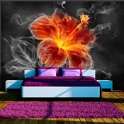 Fototapeta - Fiery flower inside the smoke - 100x70