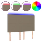 Vidaxl LED posteljno vzglavje taupe 144x5x118/128 cm blago