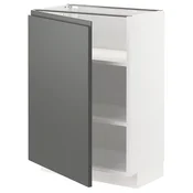 METOD Podni element s policama, bela/Voxtorp tamnosiva, 60x37 cm