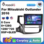 Podofo 8 128G Car Radio 2 Din Android 10 Car Multimedia Player 10‘’ WIFI FM Bluetooth Player For Mitsubishi Outlander 2016
