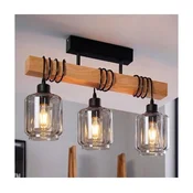 Brilagi - Plafonski luster WOOD GLASS 3xE27/60W/230V borovina/crna/dimljeno bež