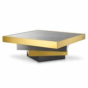 Casa Padrino Luxury Stainless Steel Coffee Table with Glass Top Brass/Bronze/Gray 105 cm