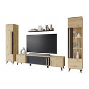 Stenska omarica na nogah, TV sprejemnik 180 cm, vitrina, polica, Artisan LED