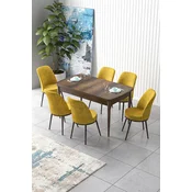 Hanah Home Set Trpezarijski sto i 6 stolica Zen, Žuto-braon