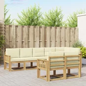 Set vanjskih sofa s jastukom 8 pcs Bijela i krem Poliester