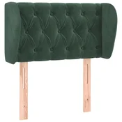 Greatstore Vzglavje z ušesi temno zelen 83x23x78/88 cm žamet