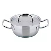 CS Solingen Pekač s pokrovom CS-043117 Lonec s pokrovom iz nerjavečega jekla 1 l/premer 16 x 7,5 cm PRO-X