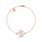 Sterling Silver Mother of Pearl Clover Narukvica - Rose Gold Plated