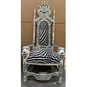 Casa Padrino baroque throne armchair black/white/silver - Baroque style king armchair with velvet fabric in zebra design - Baroque wedding armchair - Baroque giant armchair - Baroque furniture
