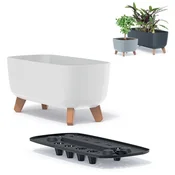Prosperplast VRTNI LONEC ZA CVETJE NA NOGICAH, KORITO, ZABO 39 CM, BEL, EKO
