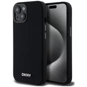 Ovitek DKNY DKHMP14SSMCHLK iPhone 14 6.1 trda črna maska iz tekočega silikona z majhnim kovinskim MagSafe logotipom (DKHMP14SSMCHLK)